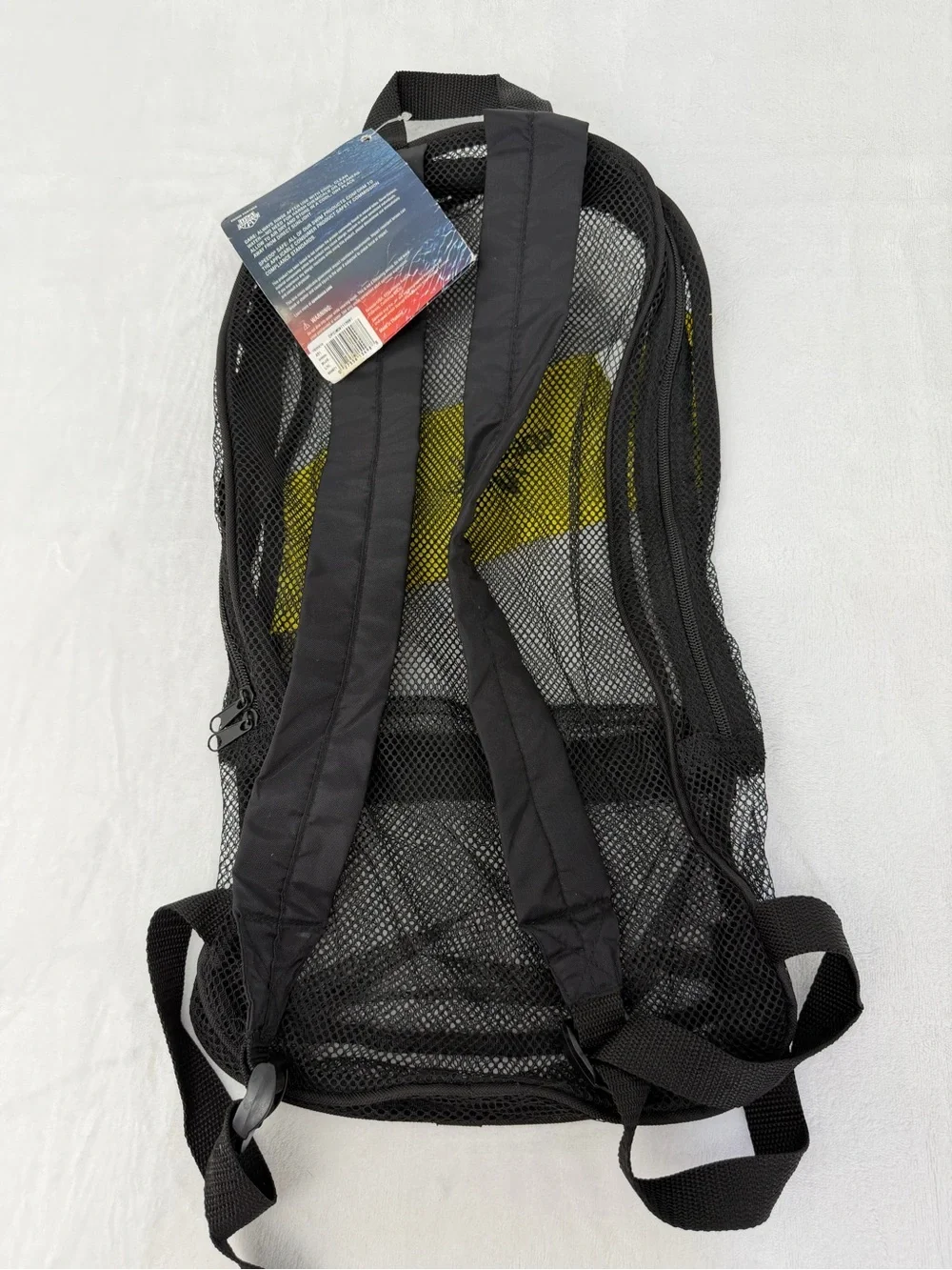 Speedo Hydroscope Snorkel Gear Mesh Backpack Bag Adult Swim Yellow Black NWT